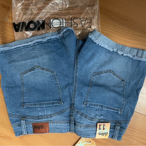 Fashionnova Jordana Super Stretch Roll Cuff Denim Shorts - Light Blue Wash - Picture 4 of 8